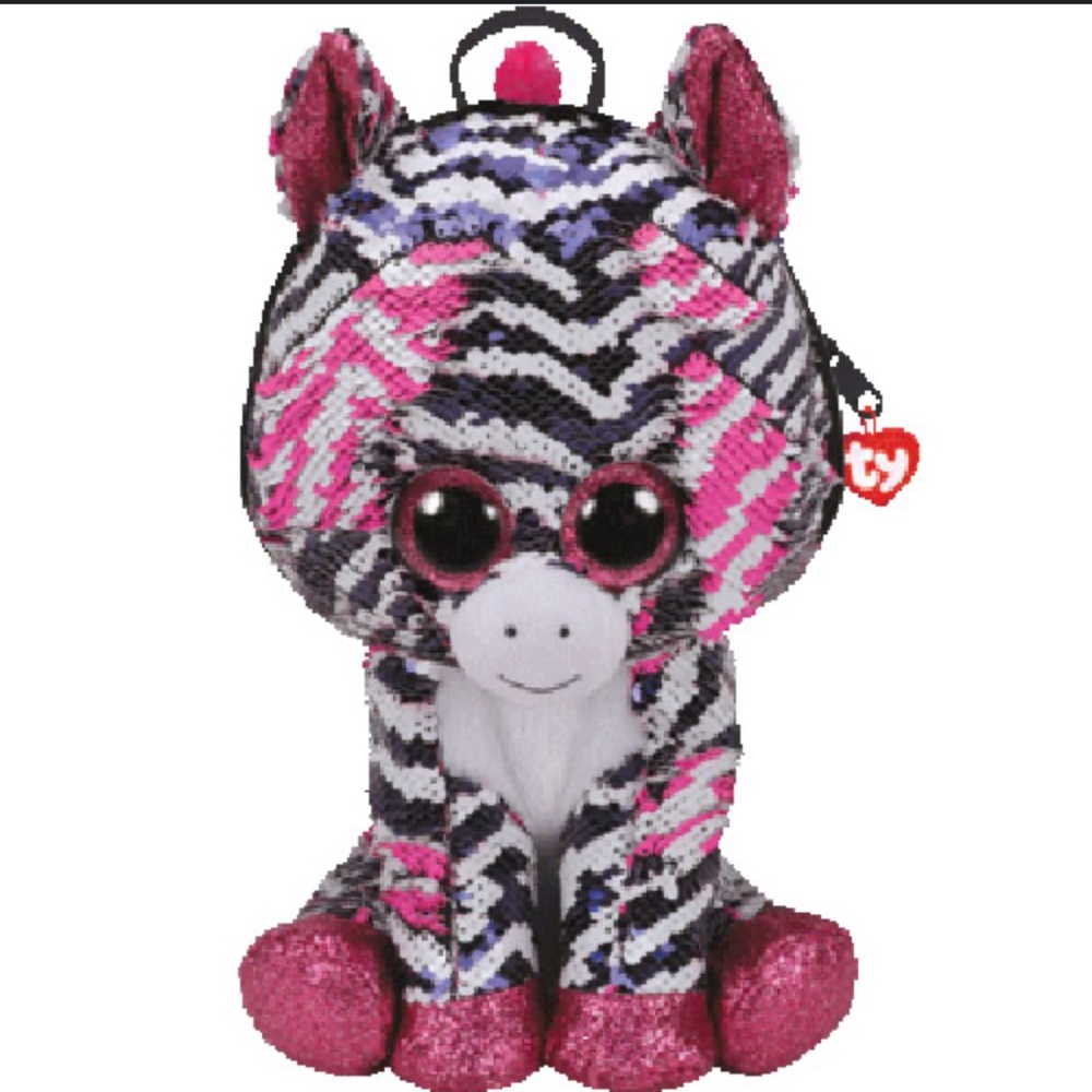 Ty Beanie‎ Babies FLIPPABLES - Zoey The Zebra Backpack 11" Stuffed Plush